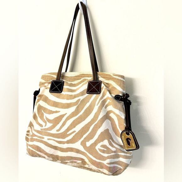 Dooney & Bourke Canvas Tote in Beige Zebra Print with Dustbag - Picture 13 of 16